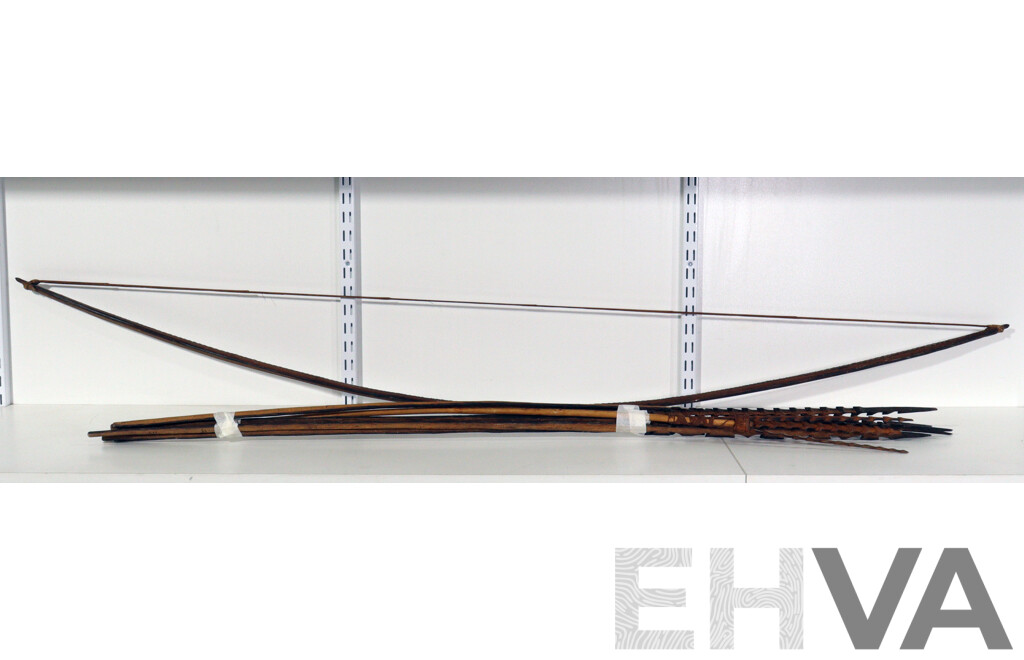 Collection PNG Tribal Weapons Comprsing Bow with Arrows or Spears