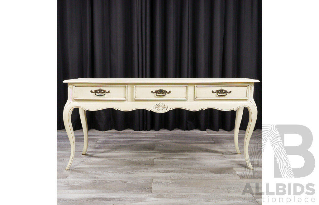 Painted Timber Three Drawer French Provincial Style Console