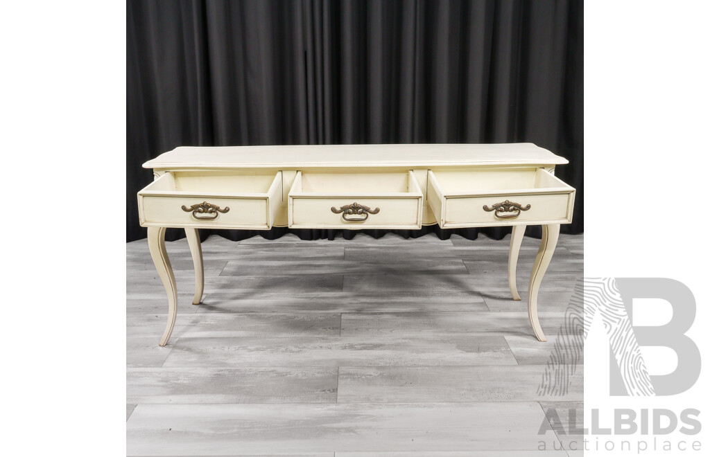 Painted Timber Three Drawer French Provincial Style Console