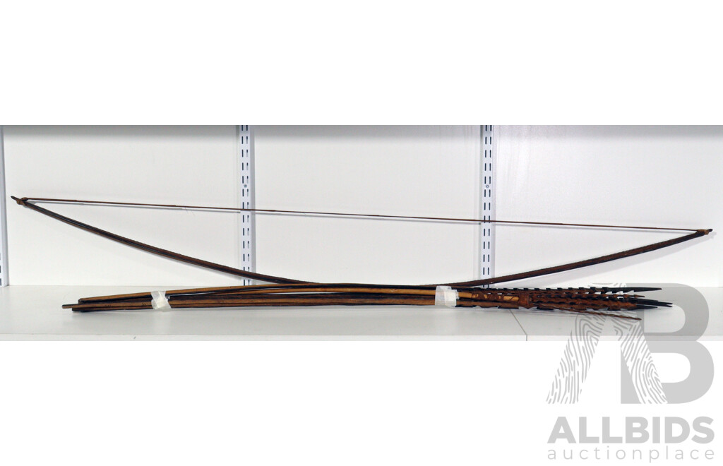 Collection PNG Tribal Weapons Comprsing Bow with Arrows or Spears