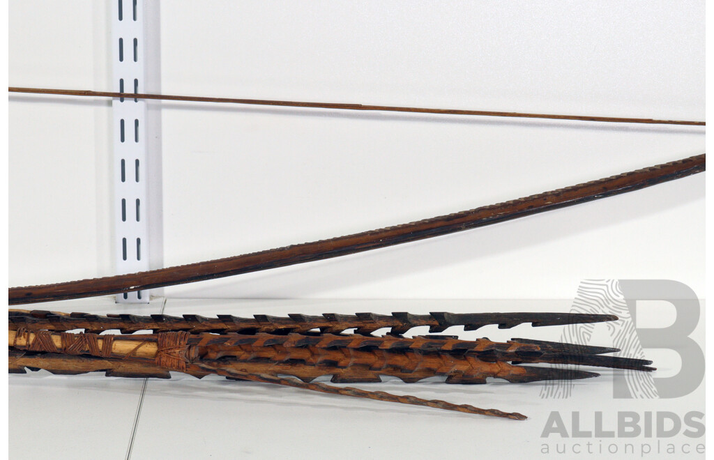 Collection PNG Tribal Weapons Comprsing Bow with Arrows or Spears