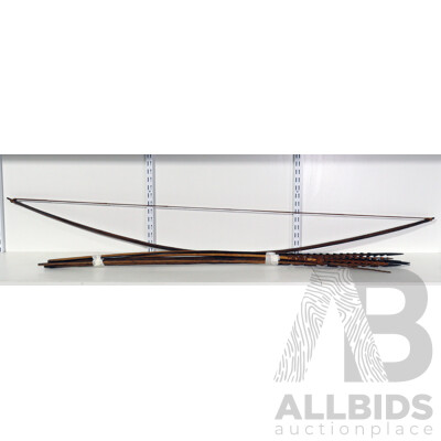 Collection PNG Tribal Weapons Comprsing Bow with Arrows or Spears