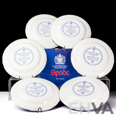 Collection Four Spode Porcelain Blue Room Collection Plates in Original Box Along with Spode Italian Plate & Four Other Blue & White Examples