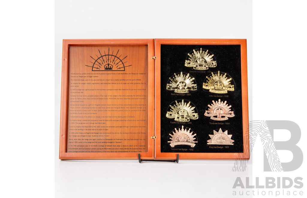 The Rising Sun Collection, Seven Reproduction Australian Rising Sun Badges in Original Presentation Box by Brandnet