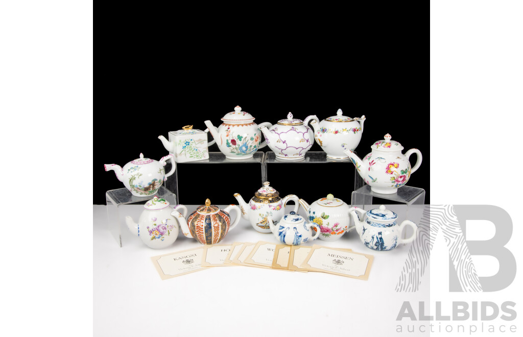 Collection Twelve Victorian & Albert Museum Porcelain Teapot Collection with Certificates of Authenticity by Franklin Mint