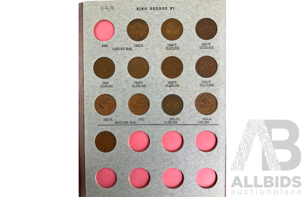 Australian Dansco Half Penny Album, Examples Spanning 1916 to 1964