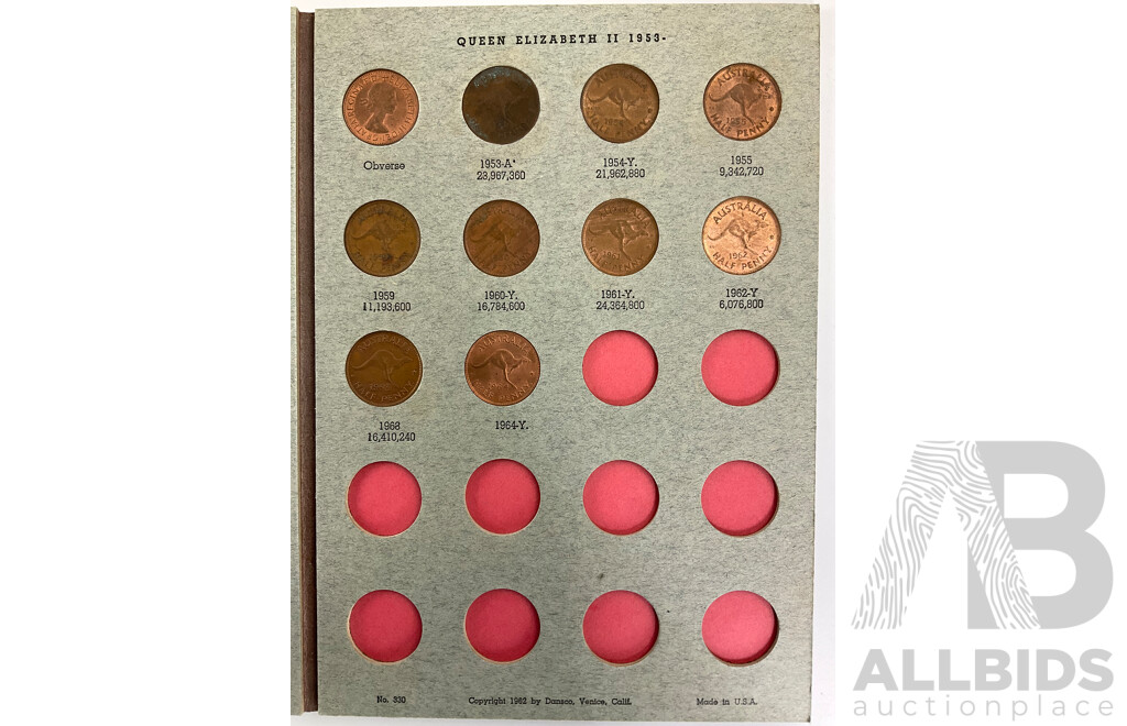 Australian Dansco Half Penny Album, Examples Spanning 1916 to 1964