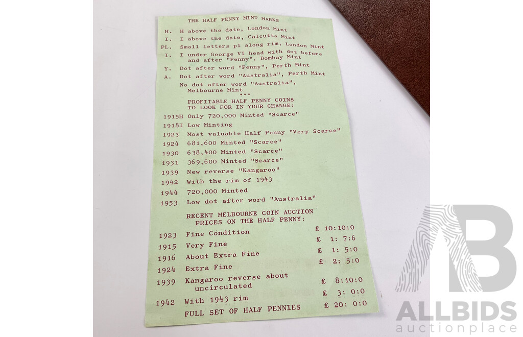 Australian Dansco Half Penny Album, Examples Spanning 1916 to 1964