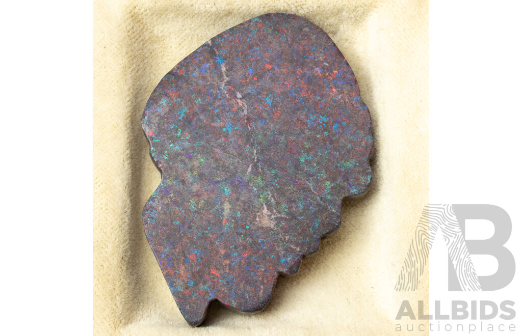 Hand Carved Opal Native Man in Felt Lined Case