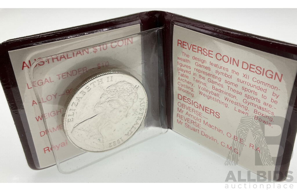 Australian 1982 Silver Ten Dollar Coin, Commonwealth Games .925