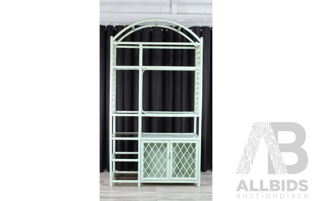Retro Painted Bent Cane Open Bookshelf