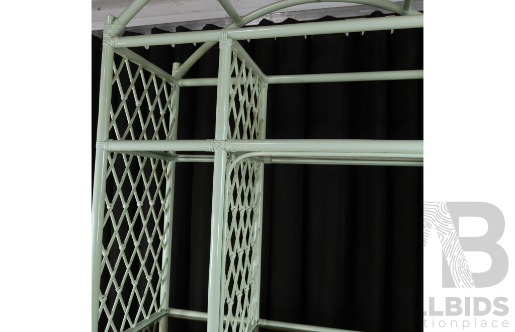 Retro Painted Bent Cane Open Bookshelf