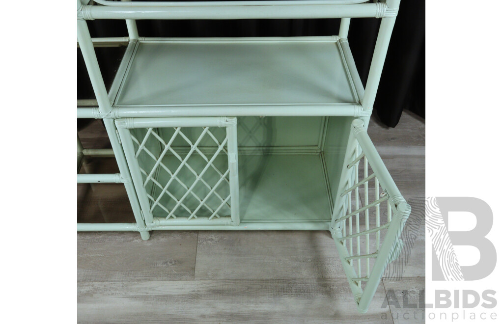 Retro Painted Bent Cane Open Bookshelf