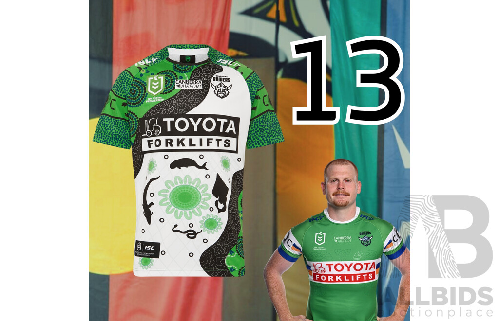 13. Corey Horsburgh - Match Worn and Signed Canberra Raiders 2025 Indigenous Jersey - Round 23 V Manly - Proceeds Towards The Raiders Foundation