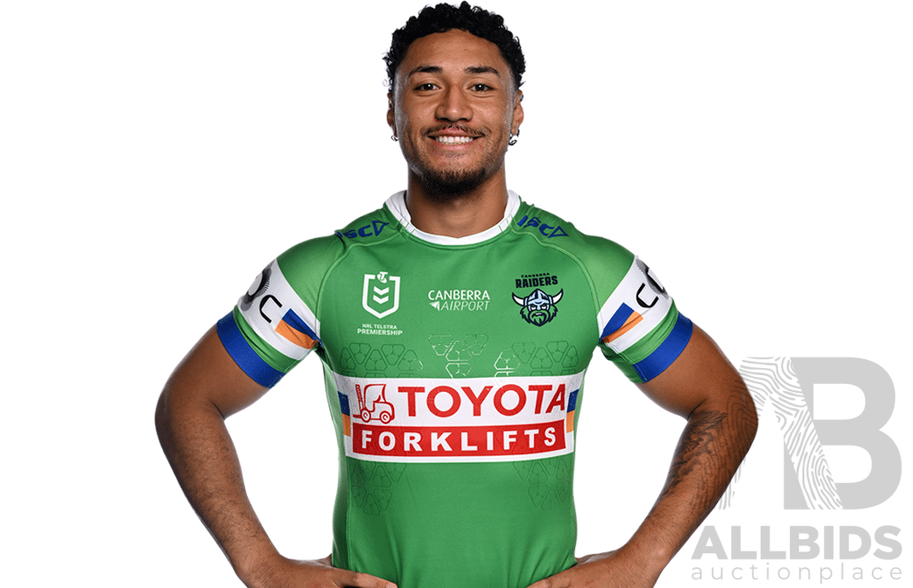 15. Simi Sasagi - Match Worn and Signed Canberra Raiders 2025 Indigenous Jersey - Round 23 V Manly - Proceeds Towards The Raiders Foundation