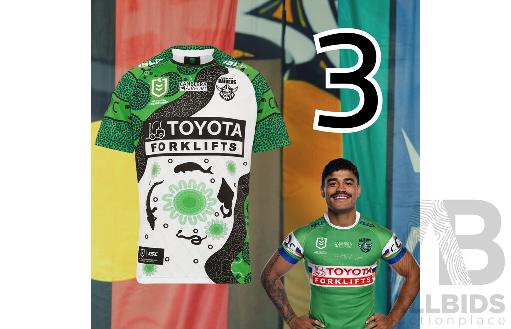 3. Matt Timoko - Match Worn and Signed Canberra Raiders 2025 Indigenous Jersey - Round 23 V Manly - Proceeds Towards The Raiders Foundation