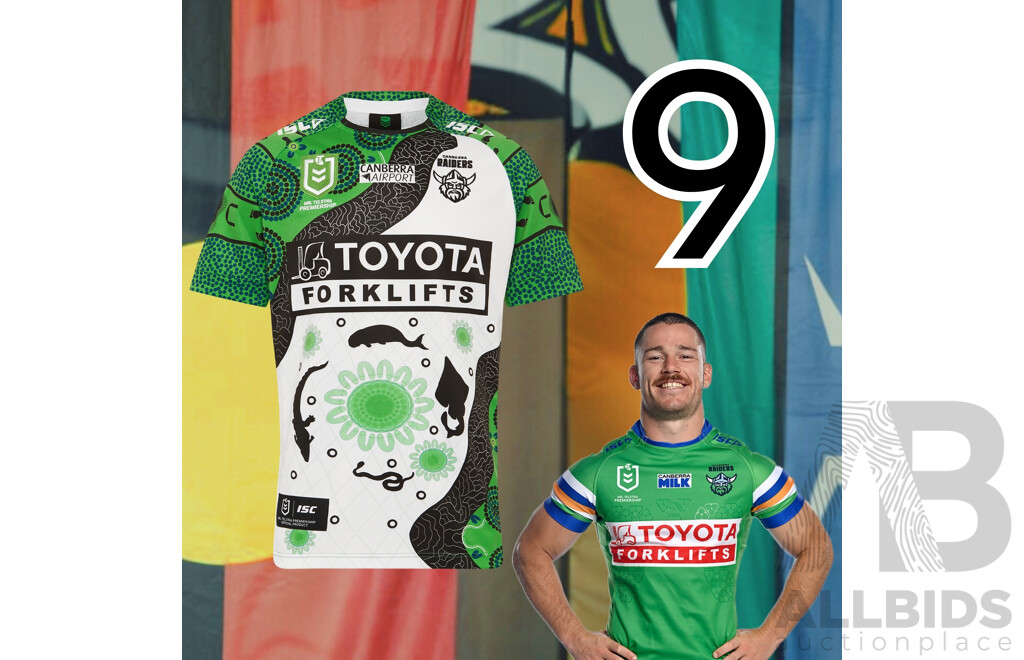 9. Tom Starling - Match Worn and Signed Canberra Raiders 2025 Indigenous Jersey - Round 23 V Manly - Proceeds Towards The Raiders Foundation
