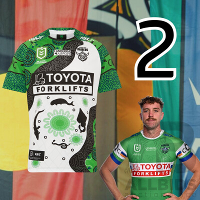 2. Jed Stuart - Match Worn and Signed Canberra Raiders 2025 Indigenous Jersey - Round 23 V Manly - Proceeds Towards The Raiders Foundation