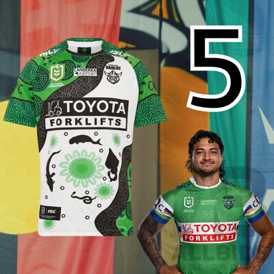 5. Xavier Savage - Match Worn and Signed Canberra Raiders 2025 Indigenous Jersey - Round 23 V Manly - Proceeds Towards The Raiders Foundation