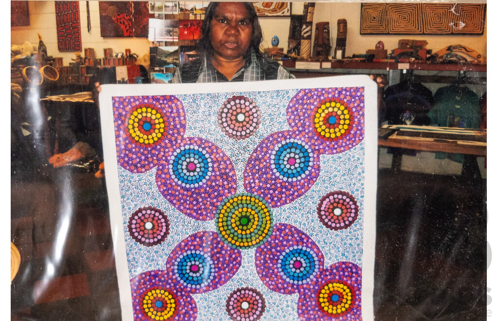 Sharon K. Hayes (20th Century, Indigenous-Australian), Waterholes, Lovely Original Acrylic on Canvas, 71 x 74 cm