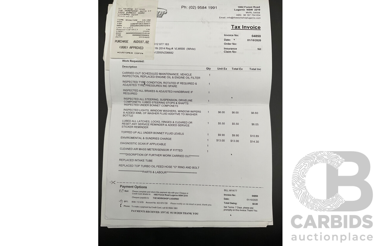7/2014 BMW 116i F20 MY14 5d Hatchback Alpine White Turbo 1.6L