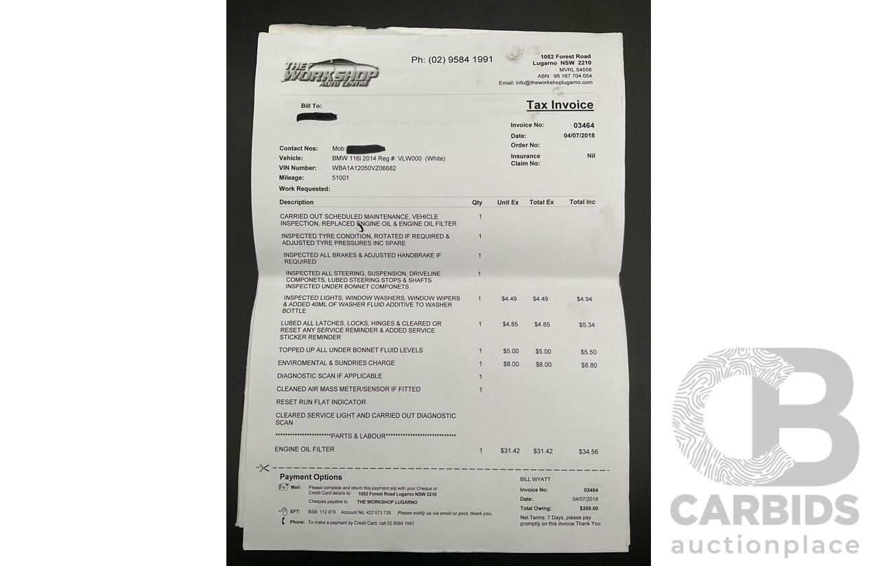 7/2014 BMW 116i F20 MY14 5d Hatchback Alpine White Turbo 1.6L