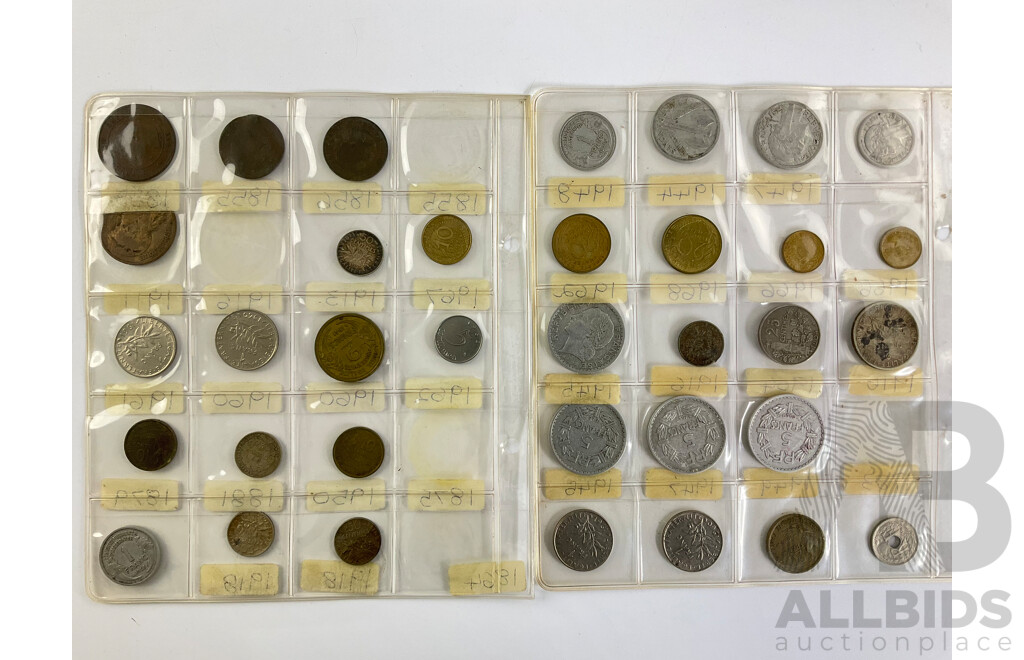 Collection of French Coins Including Silver Fifty Centimes 1881,1913, 1916, 1918(2) Ten Centimes 1855, 1911 and More