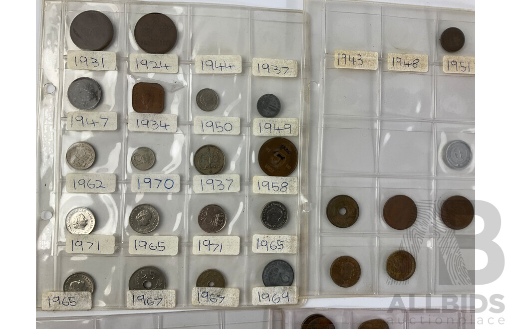 Collection of Vintage International Coins Including India 1944 Silver Half Rupee, Mauritius, Philippines, Germany, Jersey, USA, Hong Kong, Italy, Netherlands, China