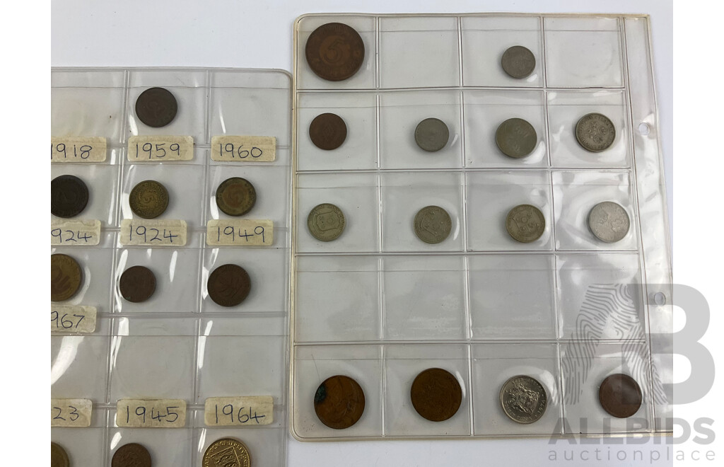 Collection of Vintage International Coins Including India 1944 Silver Half Rupee, Mauritius, Philippines, Germany, Jersey, USA, Hong Kong, Italy, Netherlands, China
