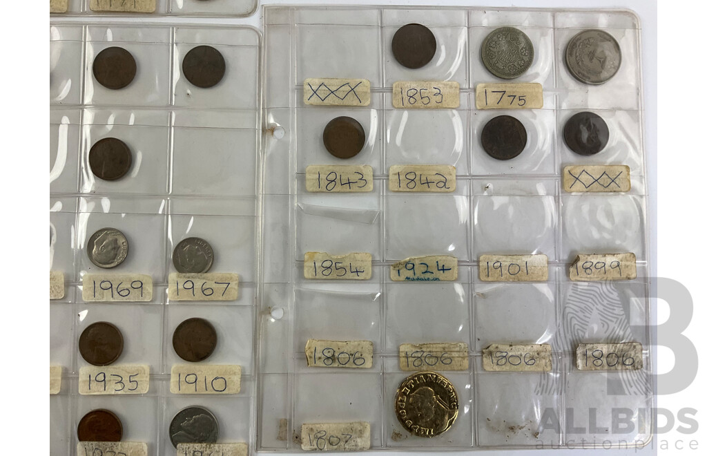 Collection of Vintage International Coins Including India 1944 Silver Half Rupee, Mauritius, Philippines, Germany, Jersey, USA, Hong Kong, Italy, Netherlands, China