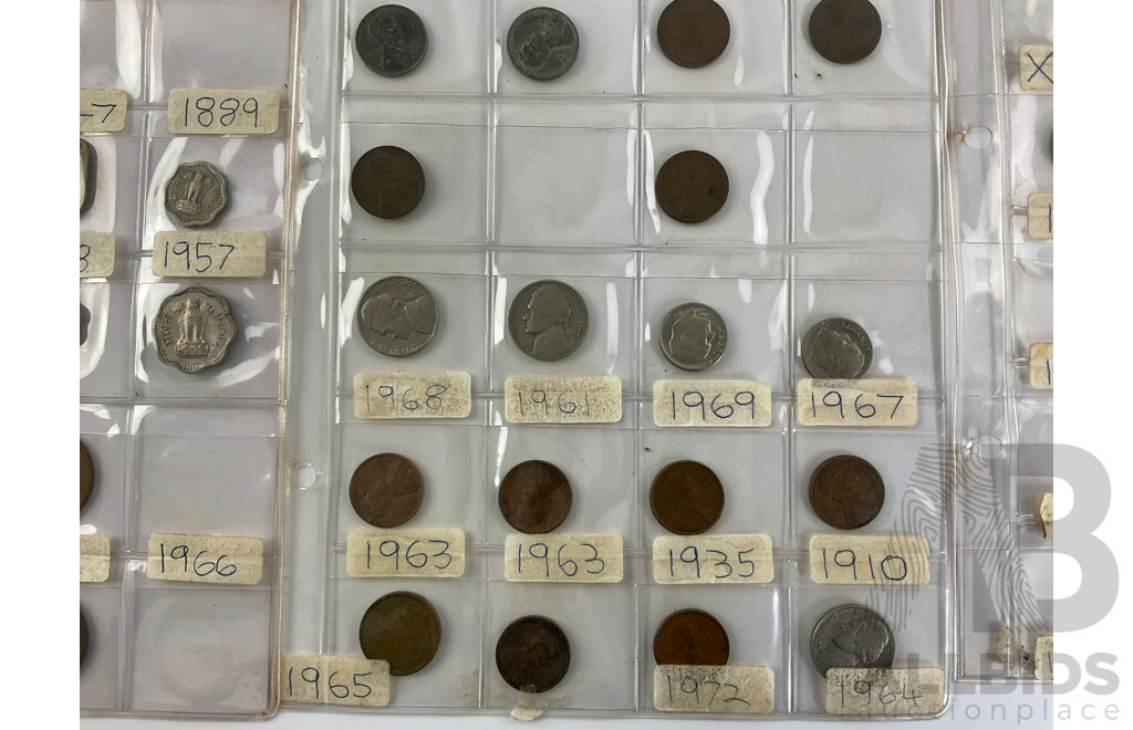 Collection of Vintage International Coins Including India 1944 Silver Half Rupee, Mauritius, Philippines, Germany, Jersey, USA, Hong Kong, Italy, Netherlands, China
