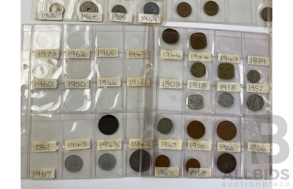 Collection of Vintage International Coins Including India 1944 Silver Half Rupee, Mauritius, Philippines, Germany, Jersey, USA, Hong Kong, Italy, Netherlands, China