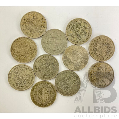 Collection of United Kingdom Half Crowns Including Silver 1921, 1929, 1934