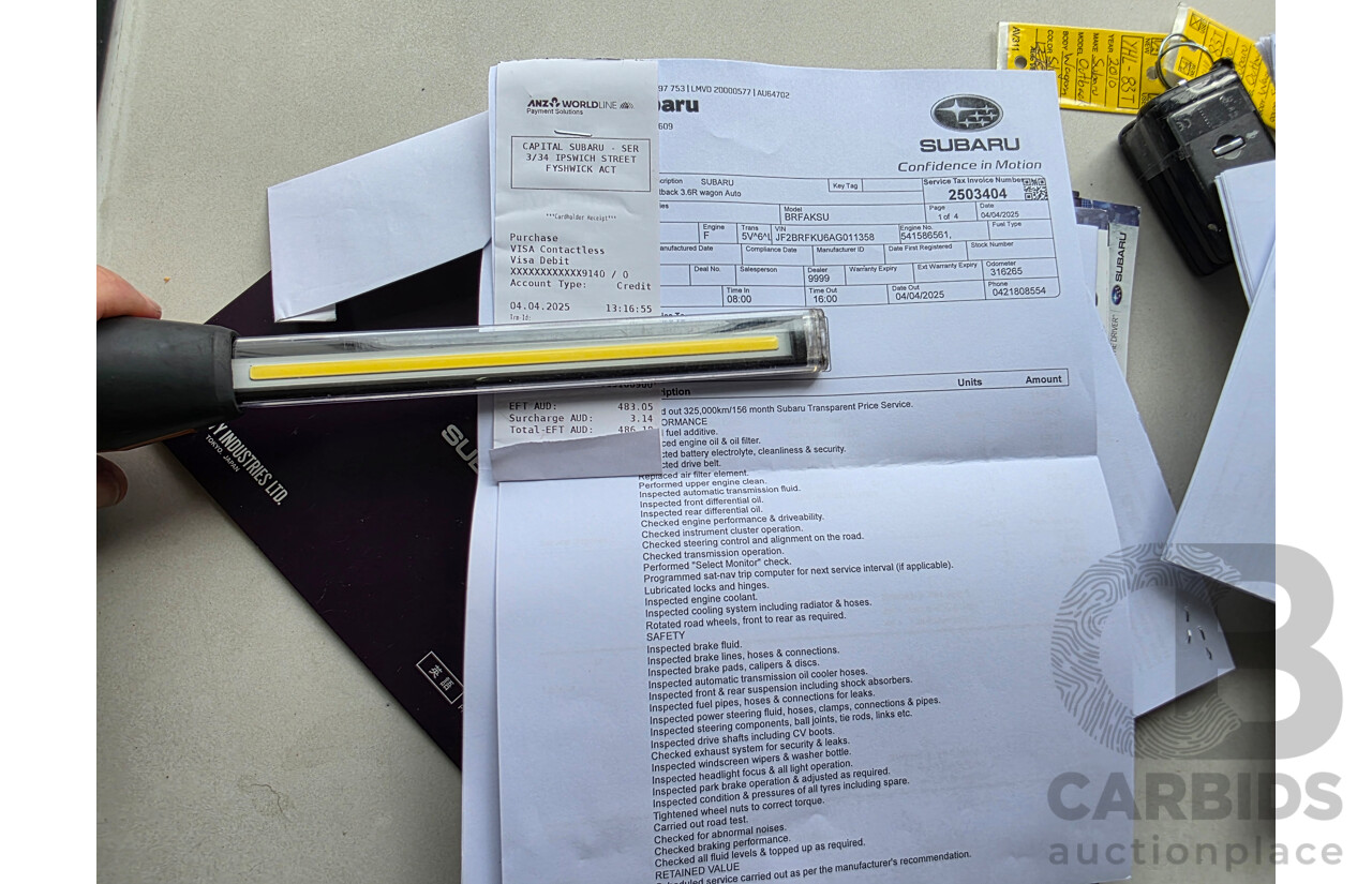 5/2010 Subaru Outback 3.6R (AWD) MY10 4d Wagon Silver 3.6L