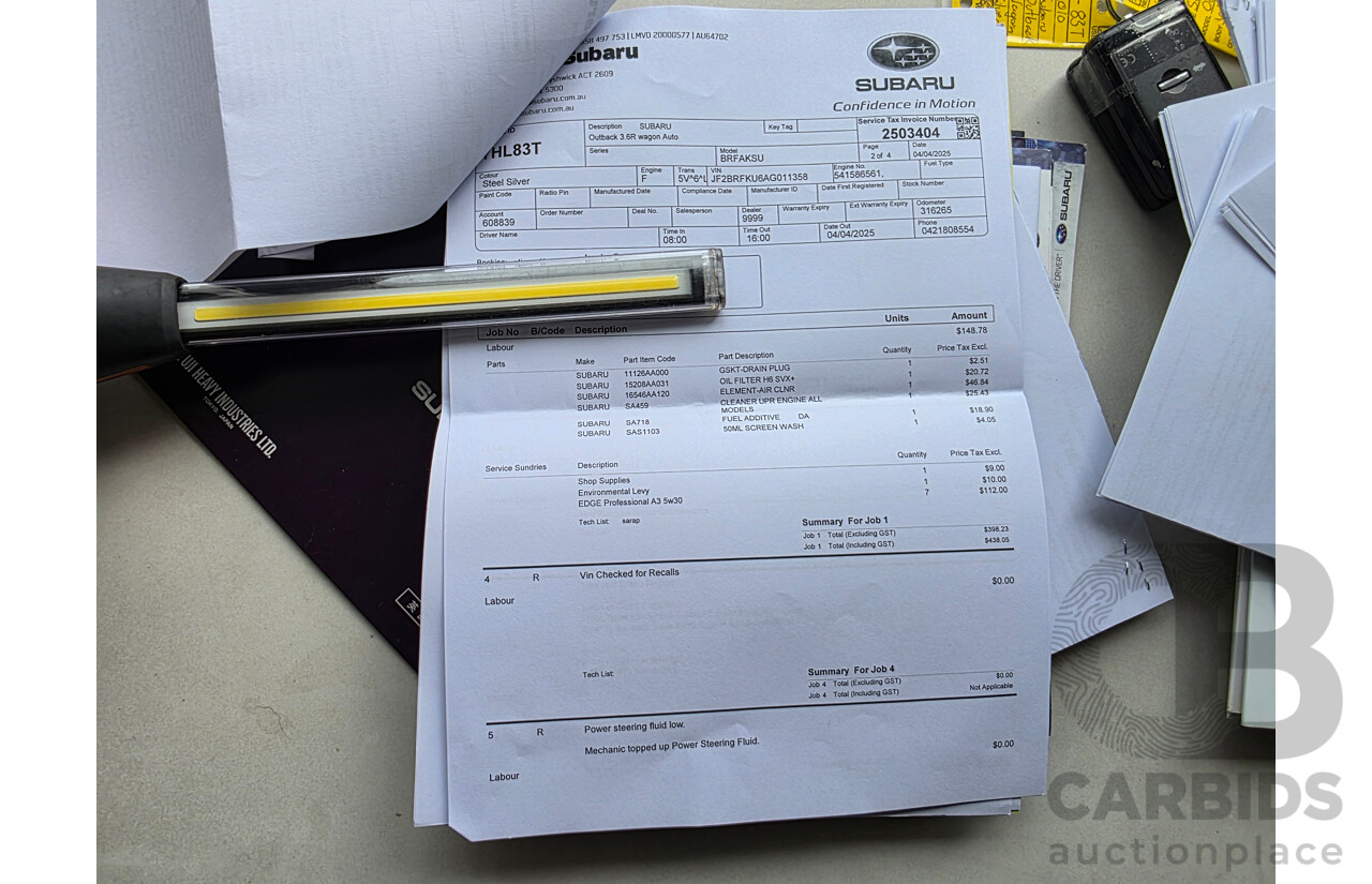 5/2010 Subaru Outback 3.6R (AWD) MY10 4d Wagon Silver 3.6L