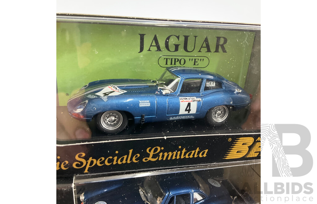 Bang Diecast Mercedes Benz 300 SL Gullwing, Ferrari 455 GT and Model Best Jaguar E Type - 1:43 Scale