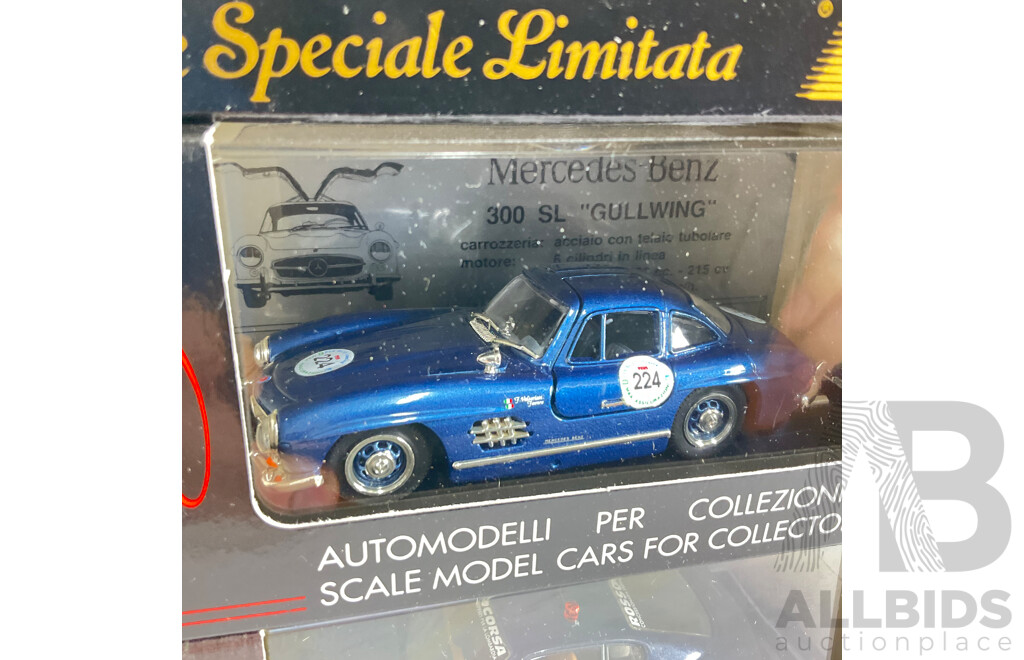 Bang Diecast Mercedes Benz 300 SL Gullwing, Ferrari 455 GT and Model Best Jaguar E Type - 1:43 Scale