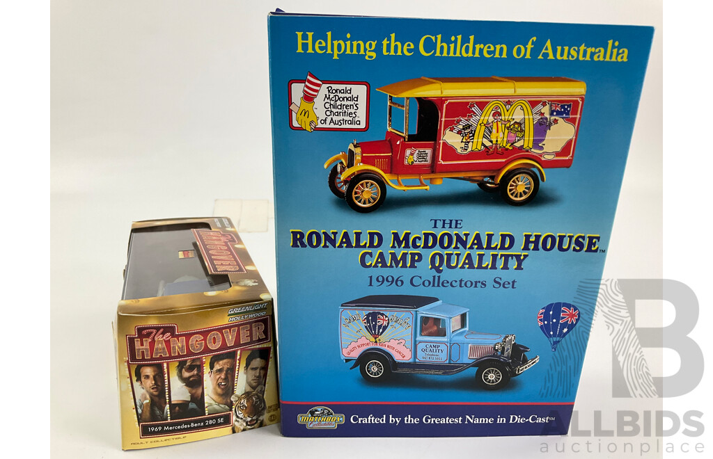 Matchbox Collectables Diecast 1996 Ronald Mcdonald House Camp Quality Set and the Hangover 1969 Mercedes Benz 280 SE