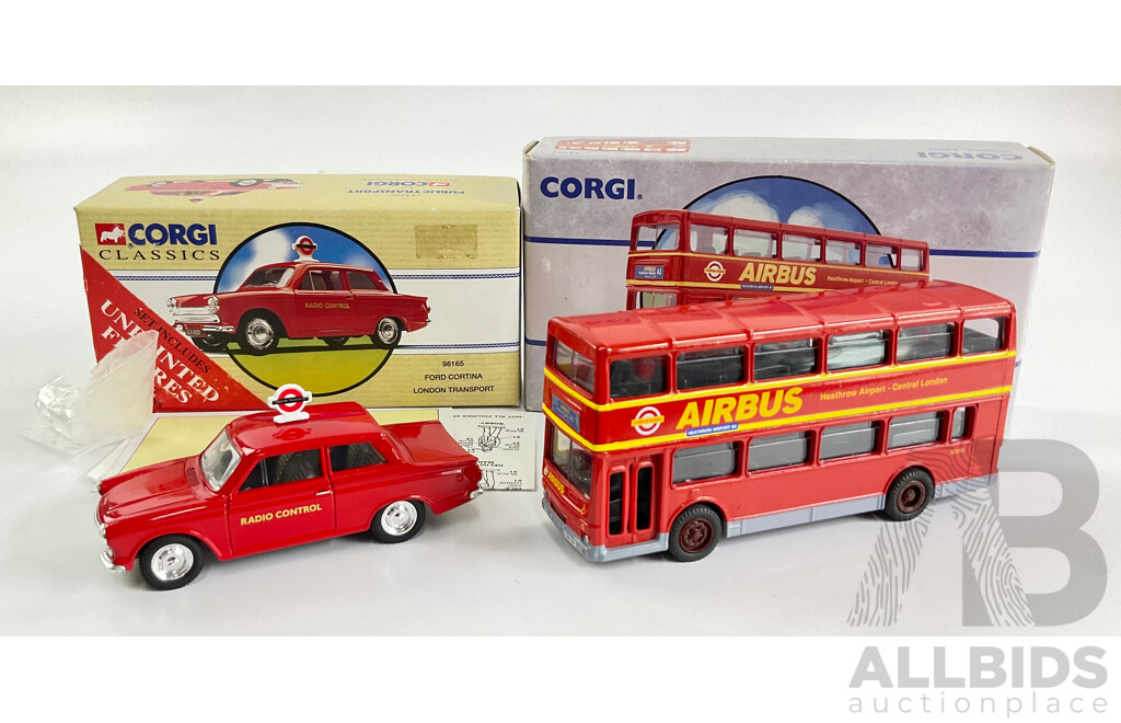 Corgi Classics Diecast Ford Cortina London Transport and Metrobus Airbus - Includes COA