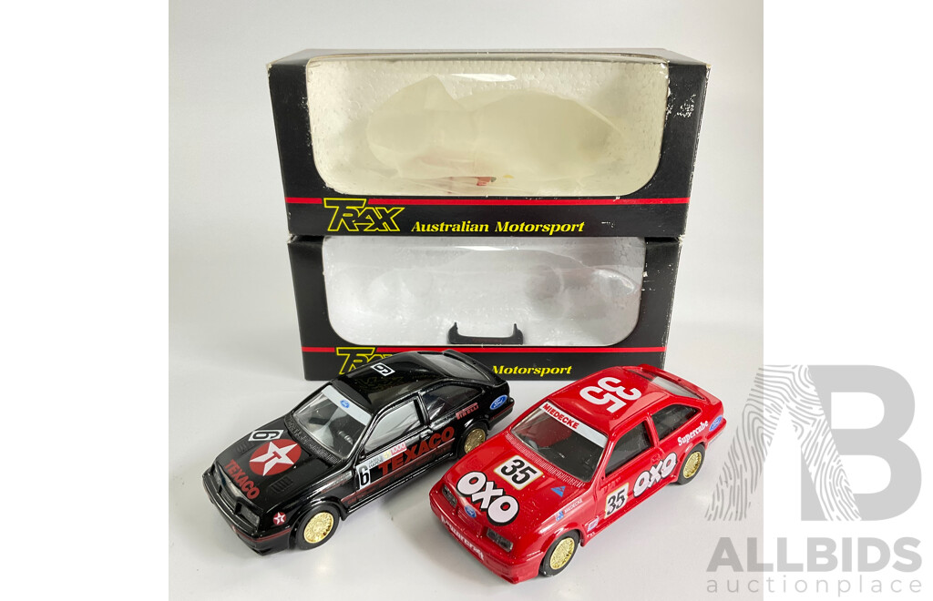 Two Trax Diecast 1987 Ford Sierra Cosworths OXO and Texaco - 1:43 Scale