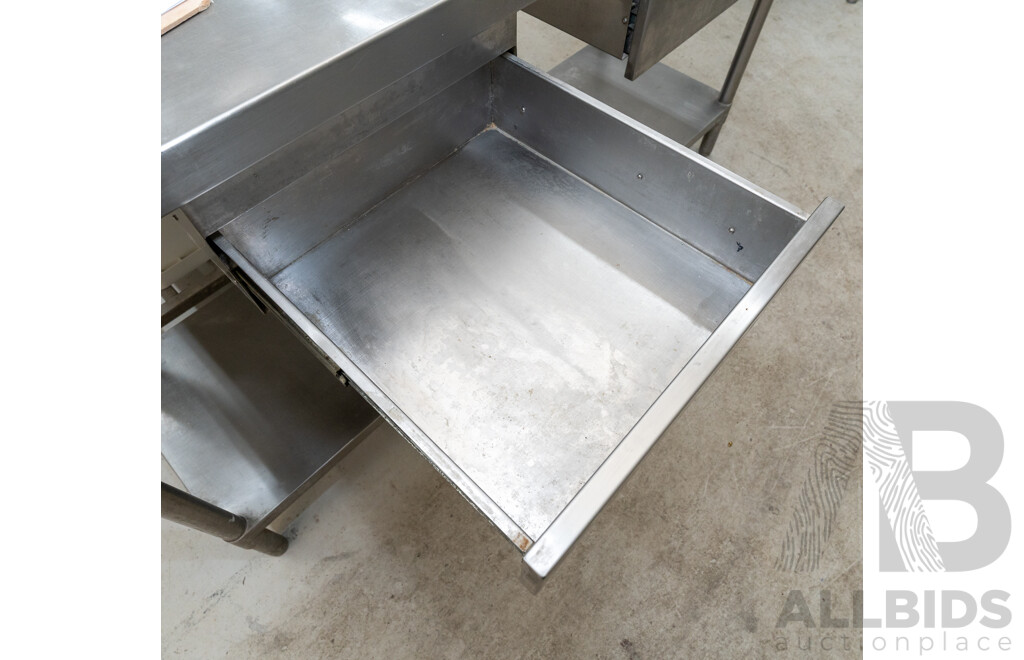 Stainless Steel Work Bench with 2 Drawers & Under Bench Storage Shelf