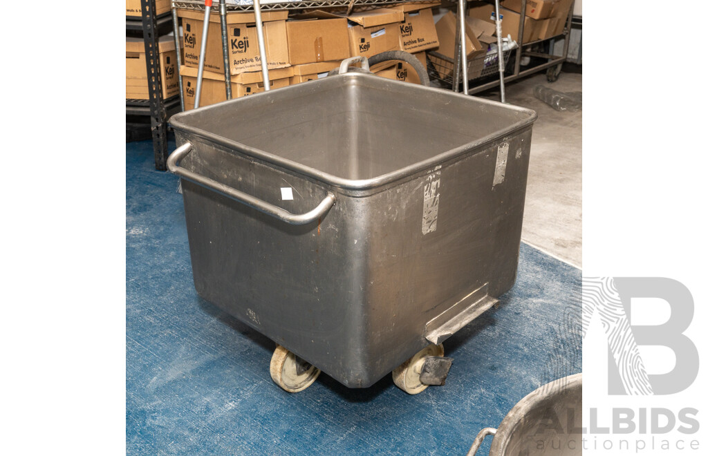 240L Stainless Steel Flour Bin on Castor Wheels