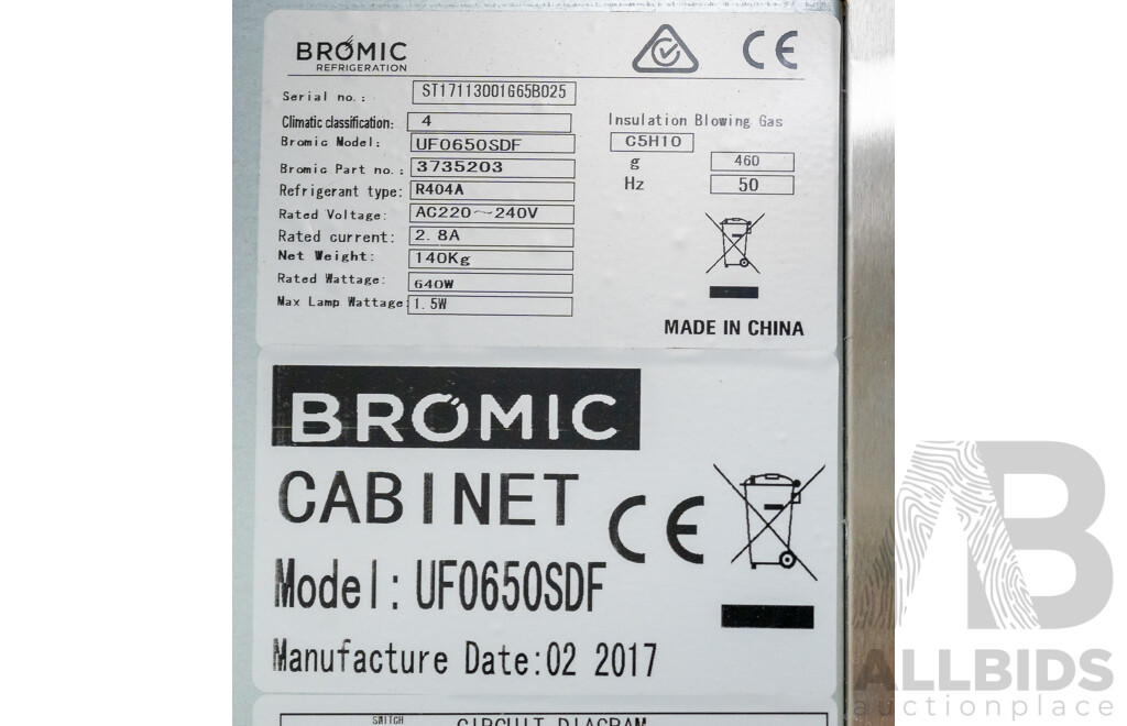 Bromic Stainless Steel Upright 650L Freezer