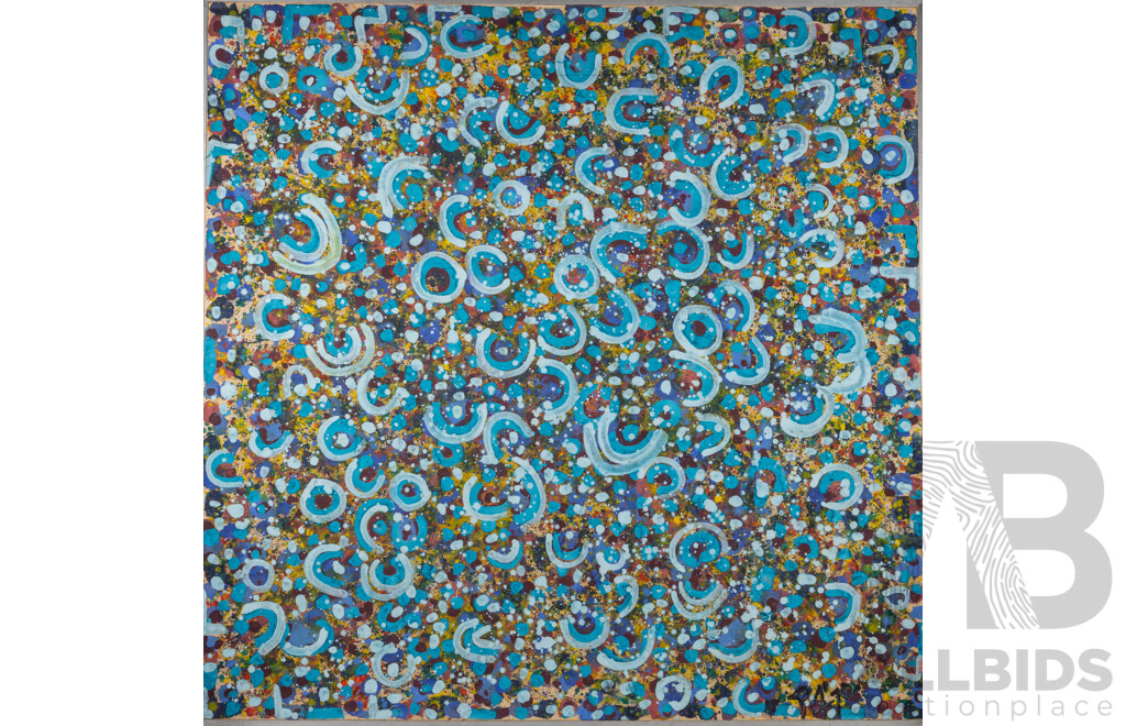 Patricia Vaughan Flood, (20th Century, Australian, 1919-2017), Nocturne (1970), Wonderful Original Vintage Oil on Cloth, 125 x 125 cm (frame)