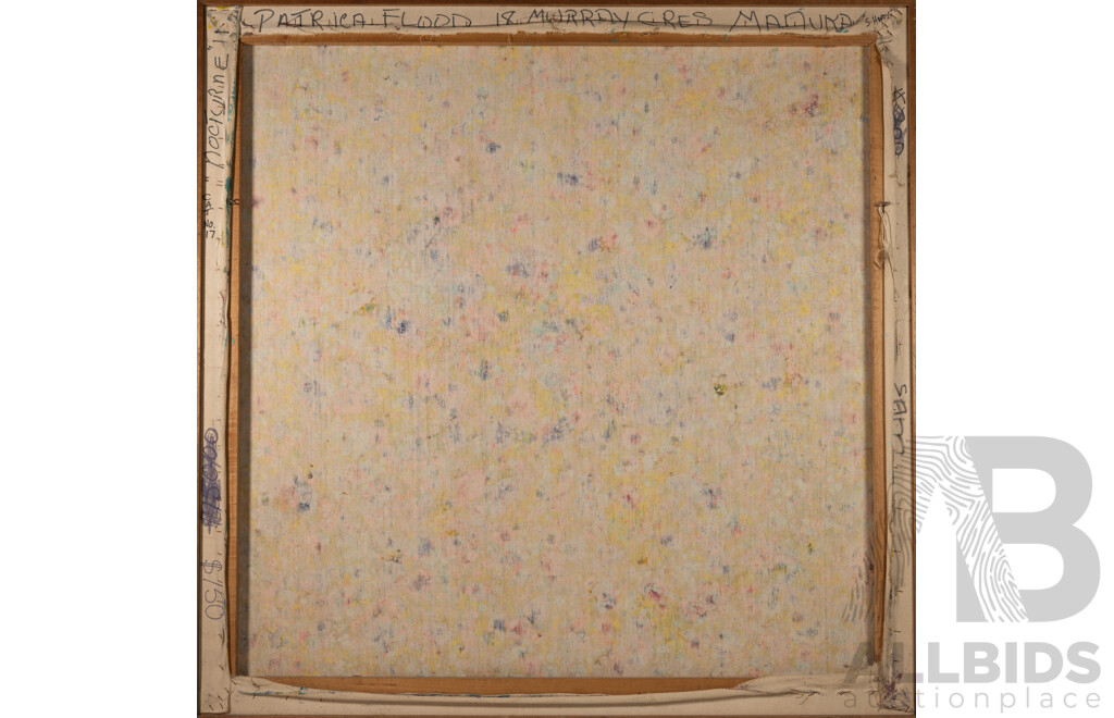 Patricia Vaughan Flood, (20th Century, Australian, 1919-2017), Nocturne (1970), Wonderful Original Vintage Oil on Cloth, 125 x 125 cm (frame)