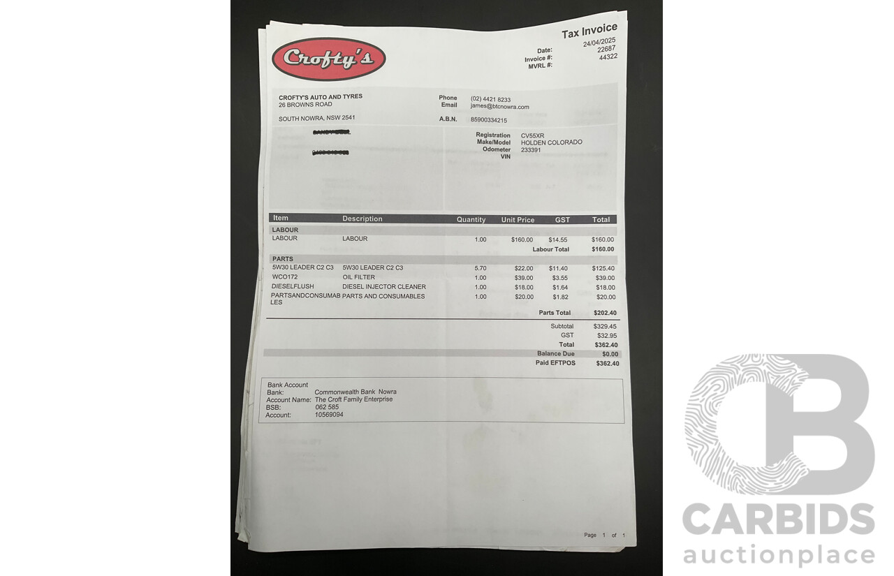 10/2015 Holden Colorado LS (4x4) RG MY16 Space C/Chas Summit White Turbo Diesel 2.8L