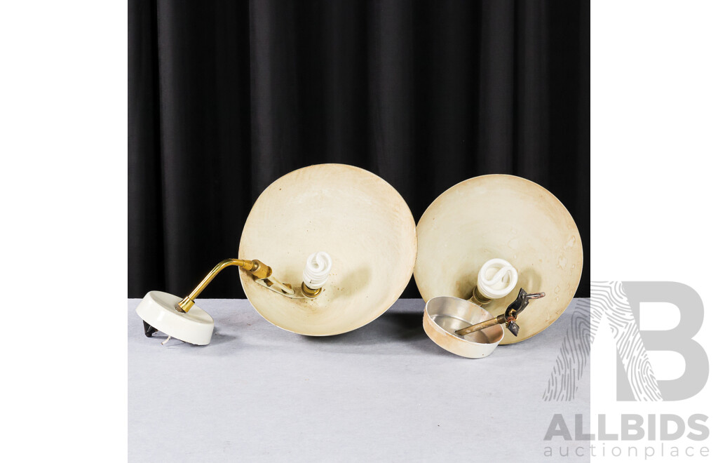 Pair of Vintage Wall Sconces with Enamel Shades