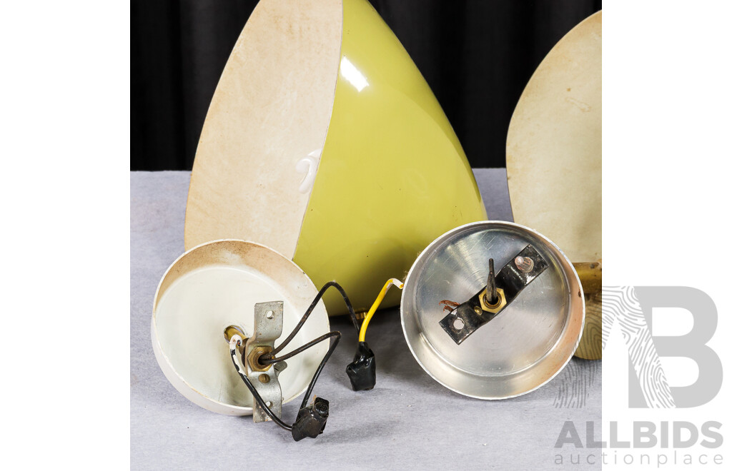 Pair of Vintage Wall Sconces with Enamel Shades