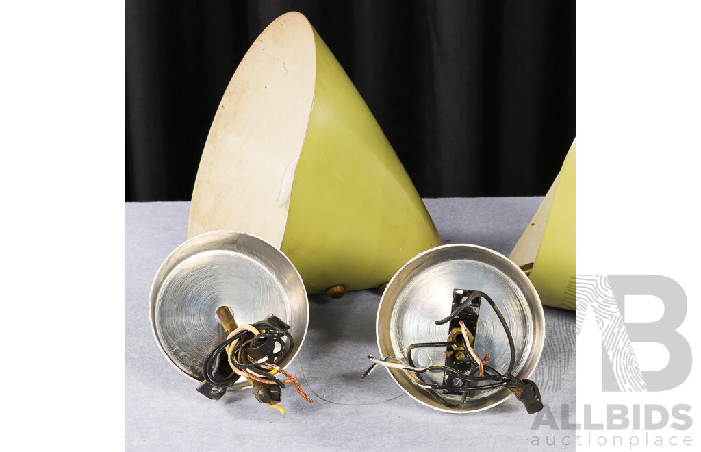 Pair of Vintage Wall Sconces with Enamel Shades