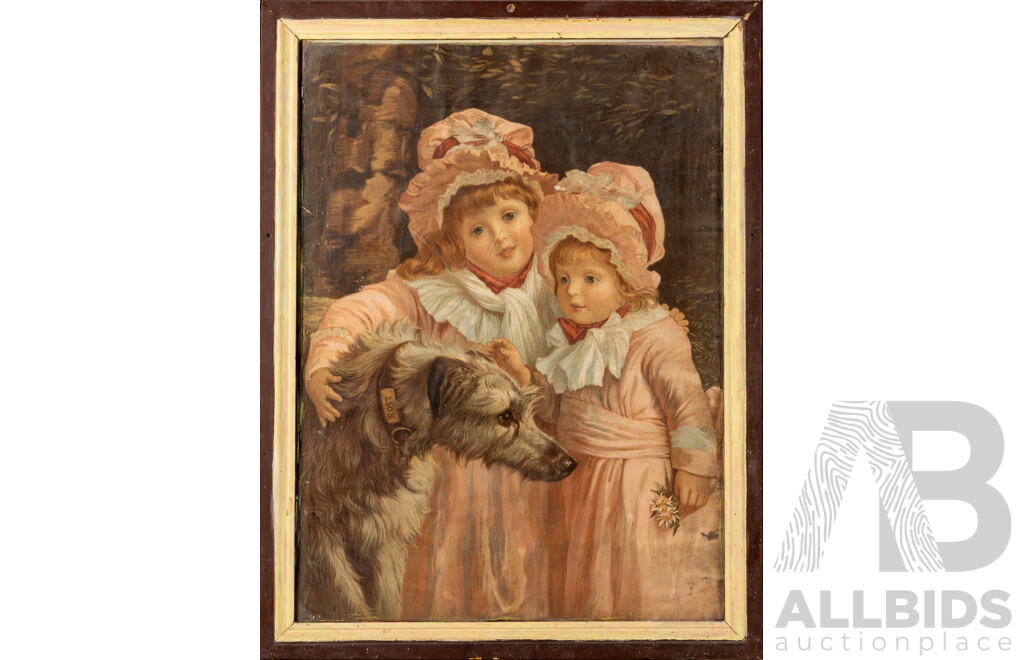 Artist Unknown, (c1890s), Rex The Scottish Deerhound with Owners, 77 x 59 cm (frame)